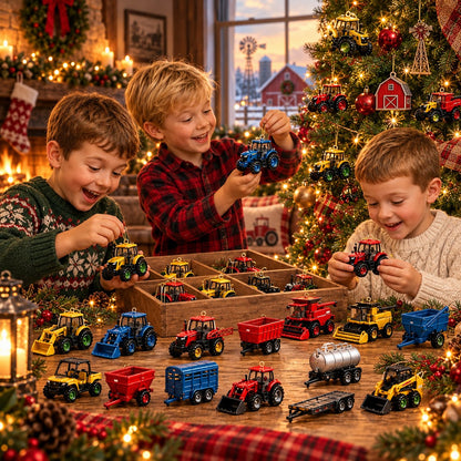 Farming Vehicles Advent Calendar & 24-Day Collector Edition Holiday Countdown Collectible for Farm Toy Fans, Desktop Display & Christmas Gift