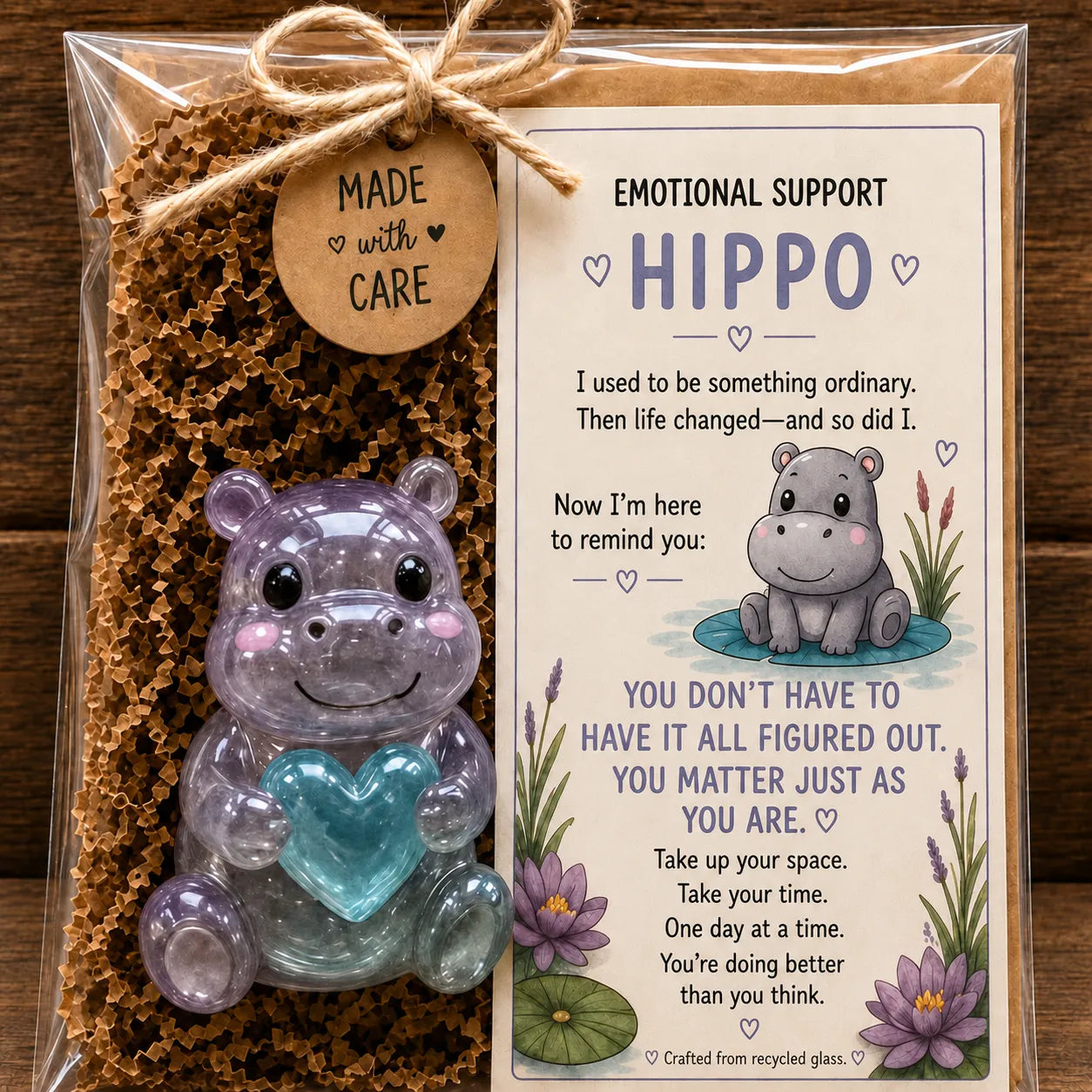 Hippo glass figurine