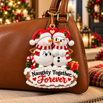 Naughty Together, Forever – Funny Snowman Couple Christmas Ornament