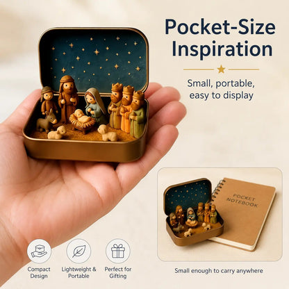 Pocket Size Mini Nativity Scene Set for Christmas Table Decor and Faith Gifts