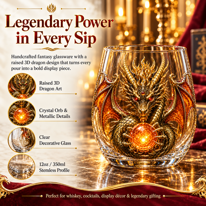 🐉✨ 3D Mythic Dragon Glass Art Cup | Luxury Raised Fantasy Glassware for Whiskey, Home Bar Décor & Legendary Gifts 🎁
