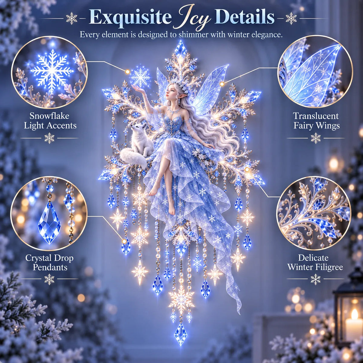 Free shipping——❄️Ice Snow Elf Starfall Wall Light