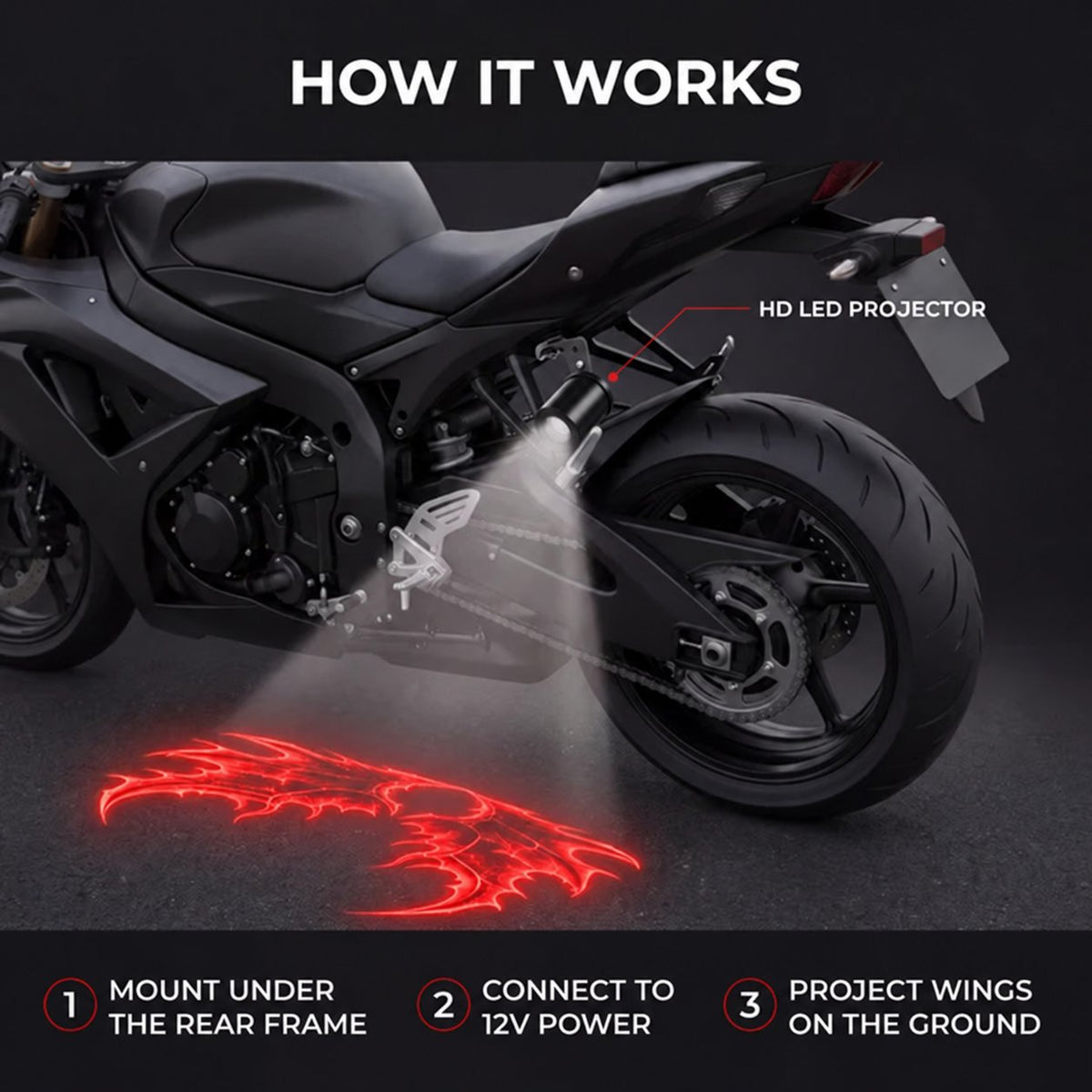 ⏰LAST DAY 55% OFF 🏍️🪽 Motorcycle Wing Projector Lights – Make Your Bike Stand Out at Night! ✨