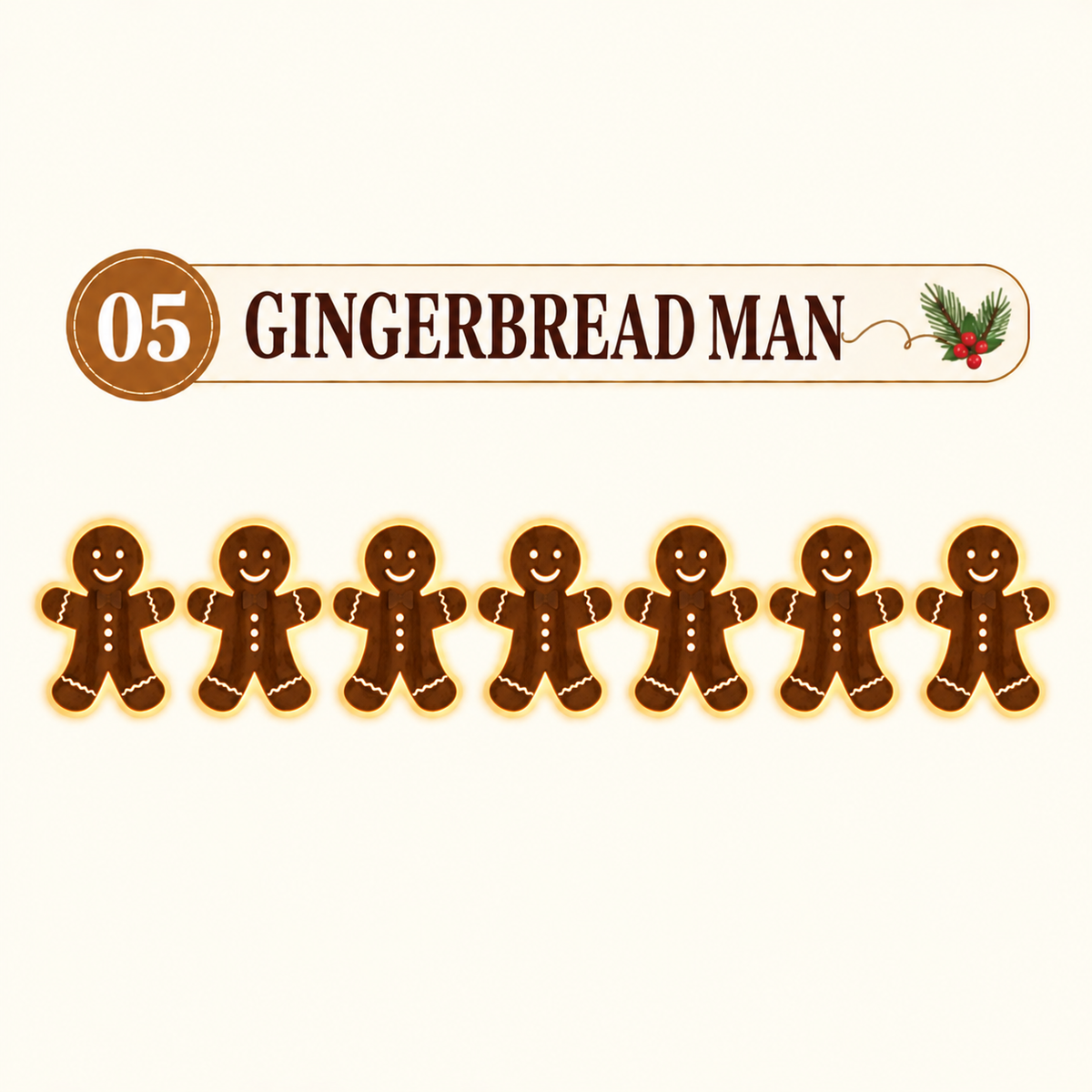 Christmas LED Wall Decorations - Gingerbread Men (7 pieces)