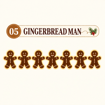Christmas LED Wall Decorations - Gingerbread Men (7 pieces)