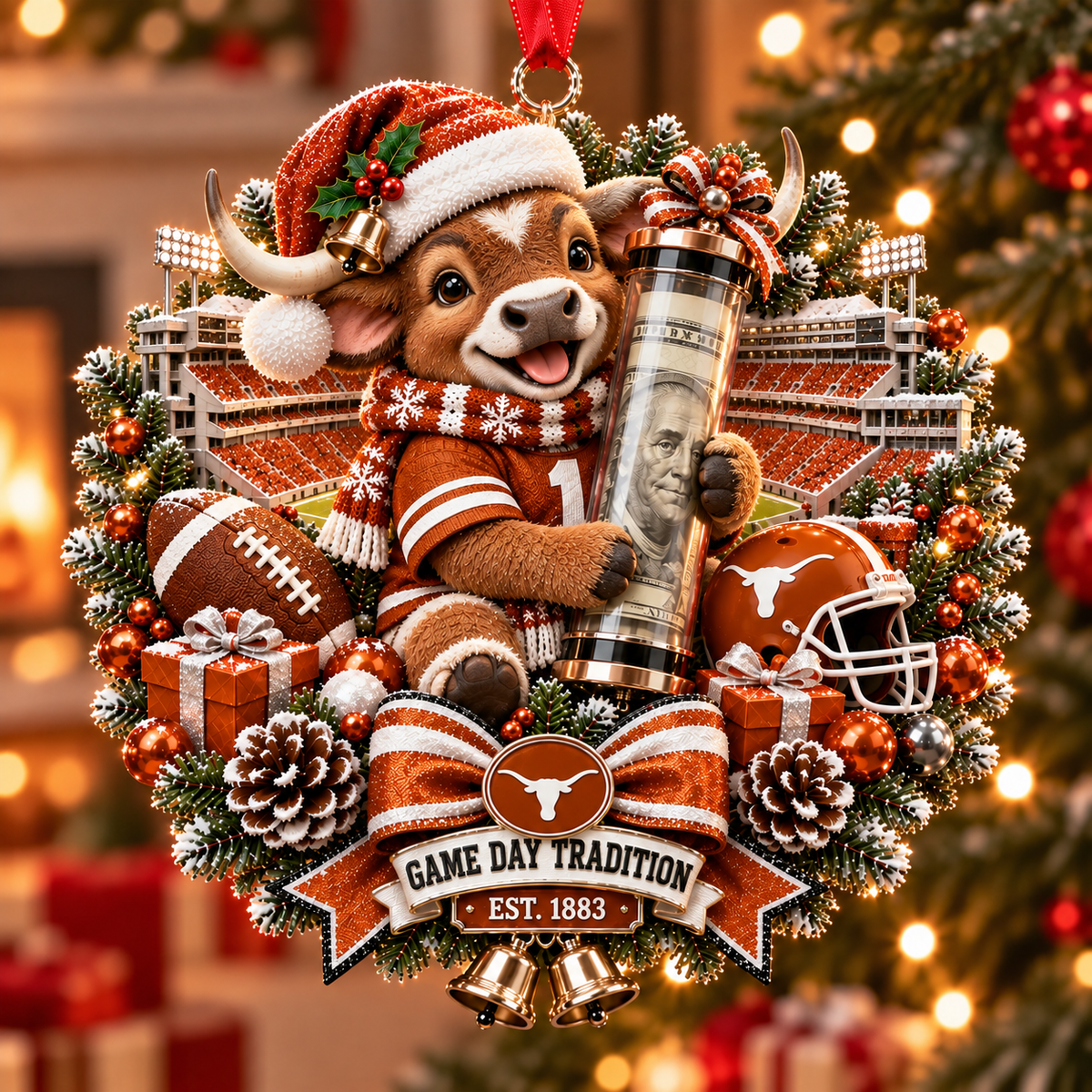 🏈🎄 College Football Money Surprise Ornament