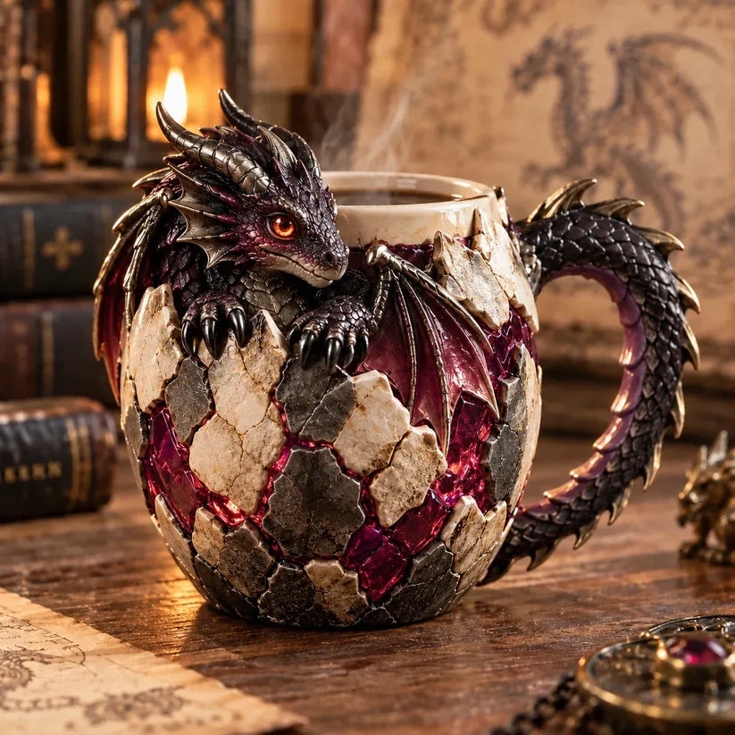 ⏳ Last Day 48% OFF – 🐉 Dragonbound Realms™ Sculpted Dragon Mug Collection | 6 Fantasy Realm Designs with Raised 3D Dragon Details ☕