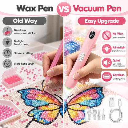 ✨ Electric Diamond Painting Pen with Light – Rechargeable & No Wax Needed!