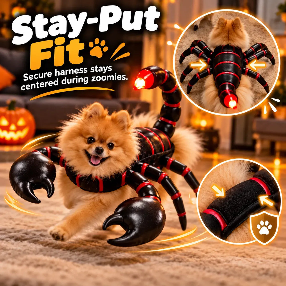 LED Glowing 3D Scorpion Pet Costume | Light-Up Animal Dress-Up Outfit for Small Dogs & Cats