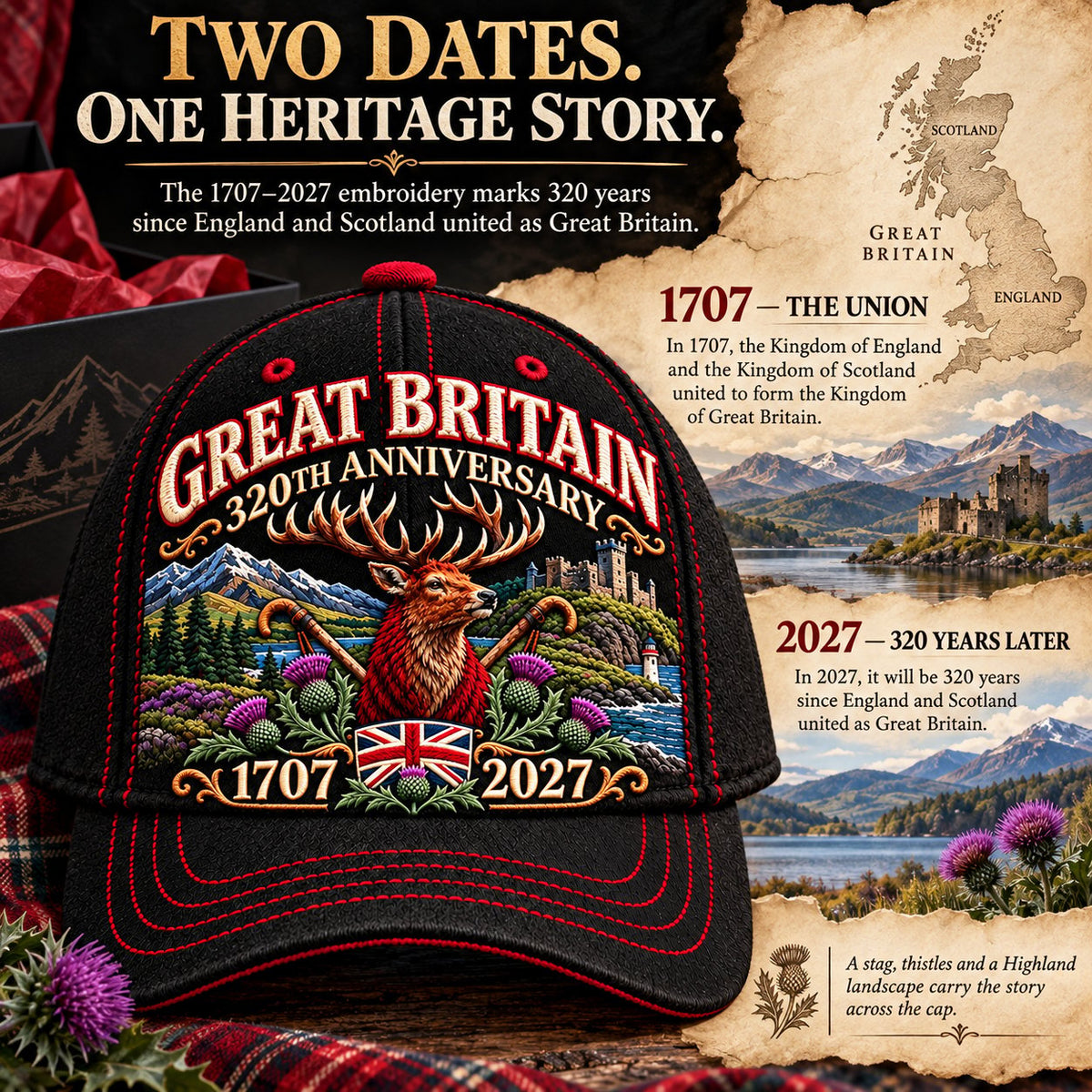 🔥LAST DAY 49% OFF - 👑🇬🇧 Great Britain 320th Anniversary Heritage Cap | 100% Cotton • Detailed Embroidery