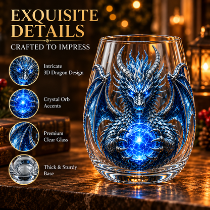 🐉✨ 3D Mythic Dragon Glass Art Cup | Luxury Raised Fantasy Glassware for Whiskey, Home Bar Décor & Legendary Gifts 🎁