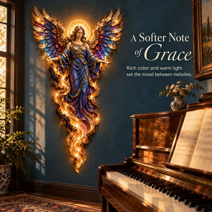 ✝️✨ Lighted Angel Wall Sculpture – Glowing Guardian Angel Decor, Christian Faith Gift & Home Blessing 🪽