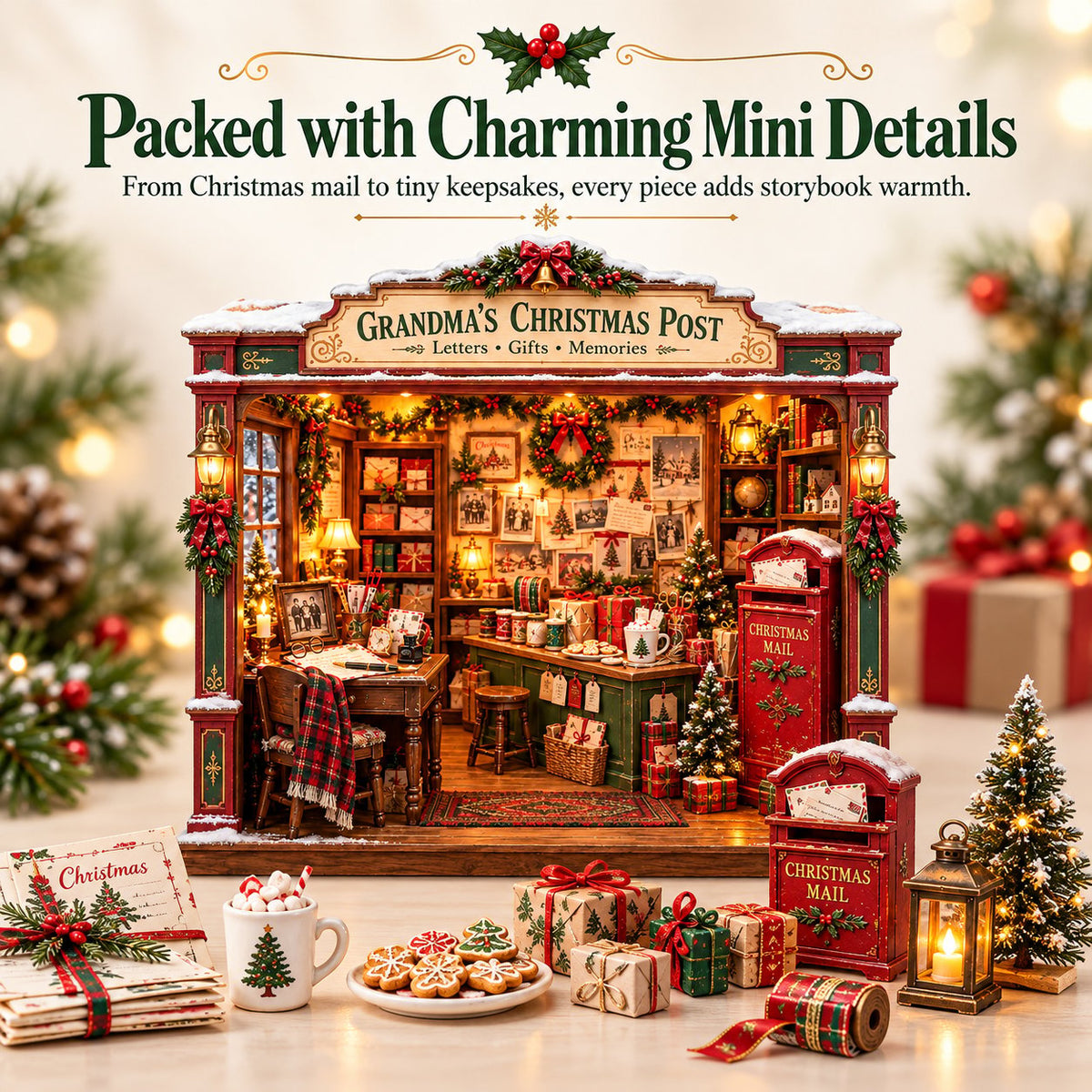 📮 Grandma’s Christmas Post DIY Miniature Kit 🎄 Cozy Vintage Holiday Scene