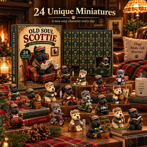 Old Soul Scottie 24-Day Advent Calendar – 24 Adorable Collectible Scottish Terrier Miniatures, Cozy Christmas Countdown Gift for Scottie Lovers & Dog Owners