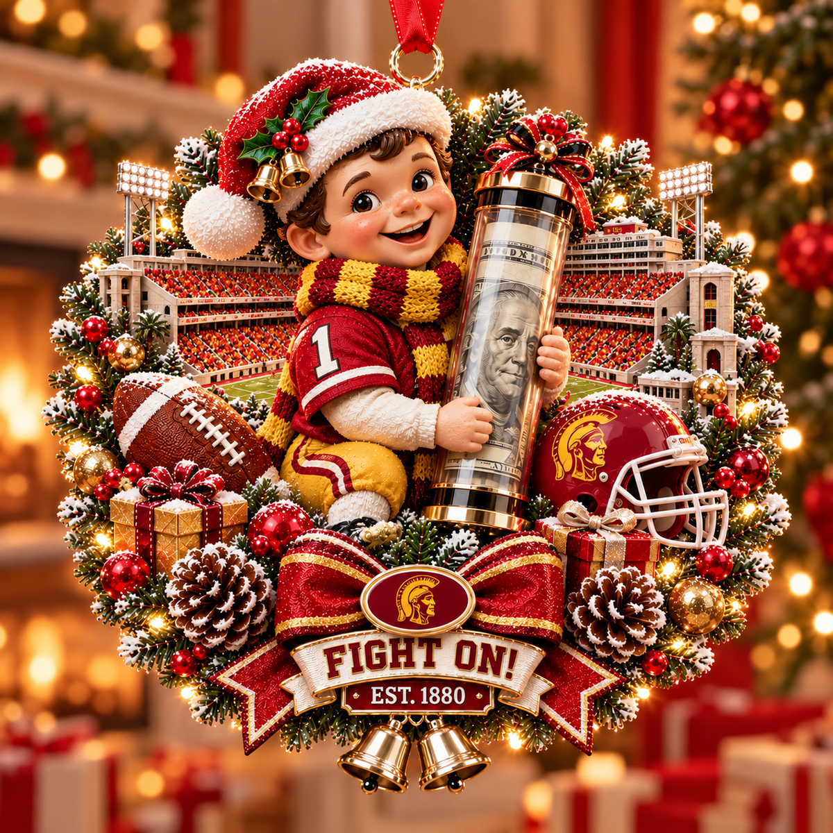 🏈🎄 College Football Money Surprise Ornament