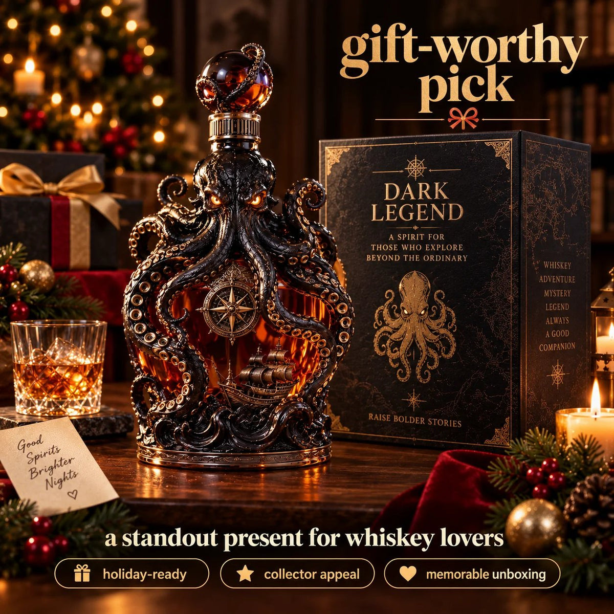 Dark Abyss Kraken Decanter – Sculpted Collector Bottle for Home Bar & Gifting