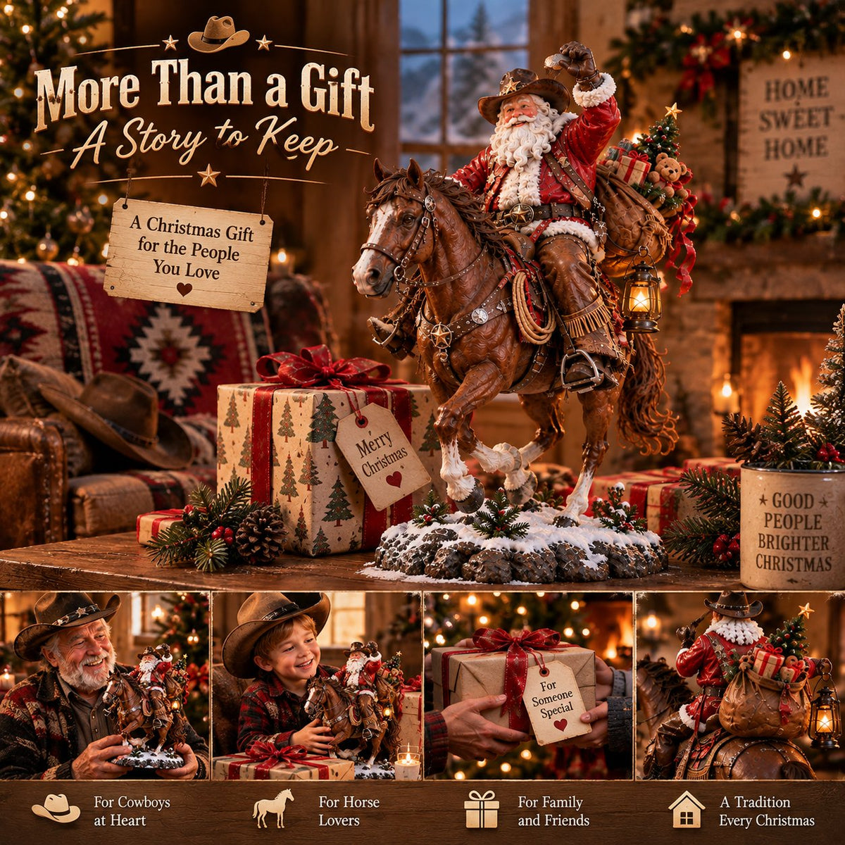🤠🎄 Home for Christmas Cowboy Santa – Rustic Western Holiday Memory Keepsake 🐎