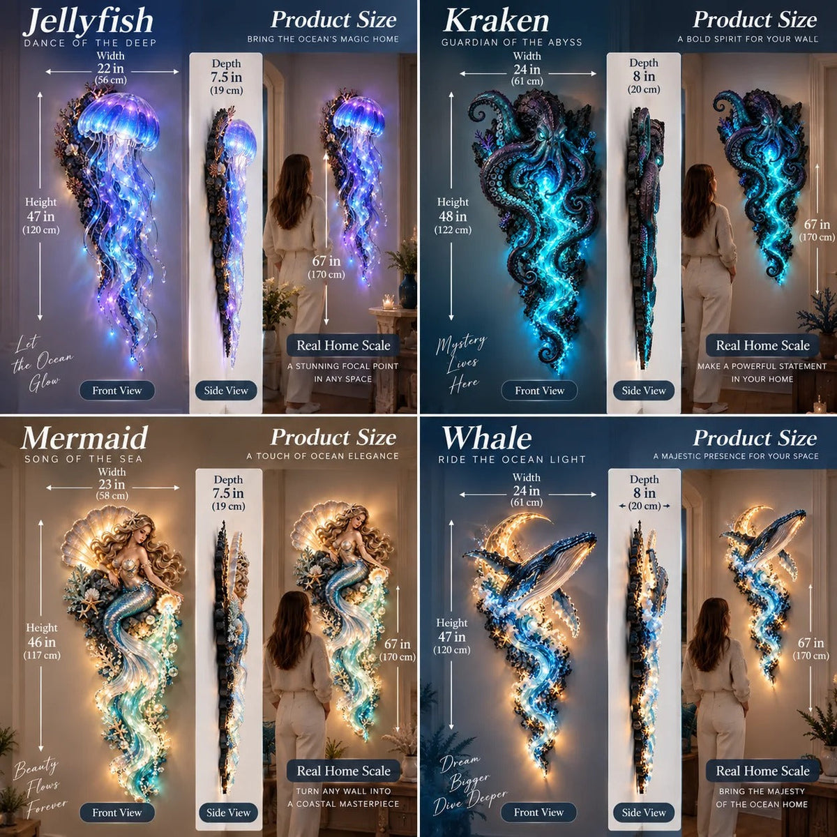 🌊✨ Enchanted Ocean Legends – Illuminated Ocean Wall Art Collection