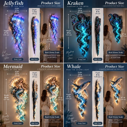 🌊✨ Enchanted Ocean Legends – Illuminated Ocean Wall Art Collection