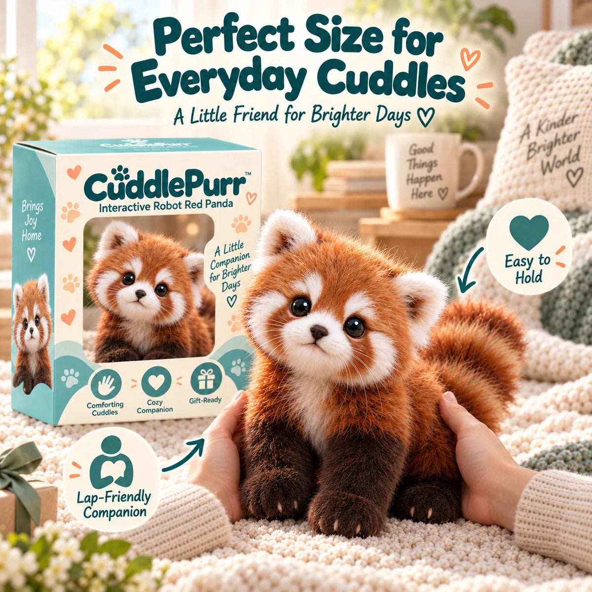 🐾🧸 CuddlePurr™ Red Panda Interactive Plush Toy – Cute Companion Stuffed Animal for Kids
