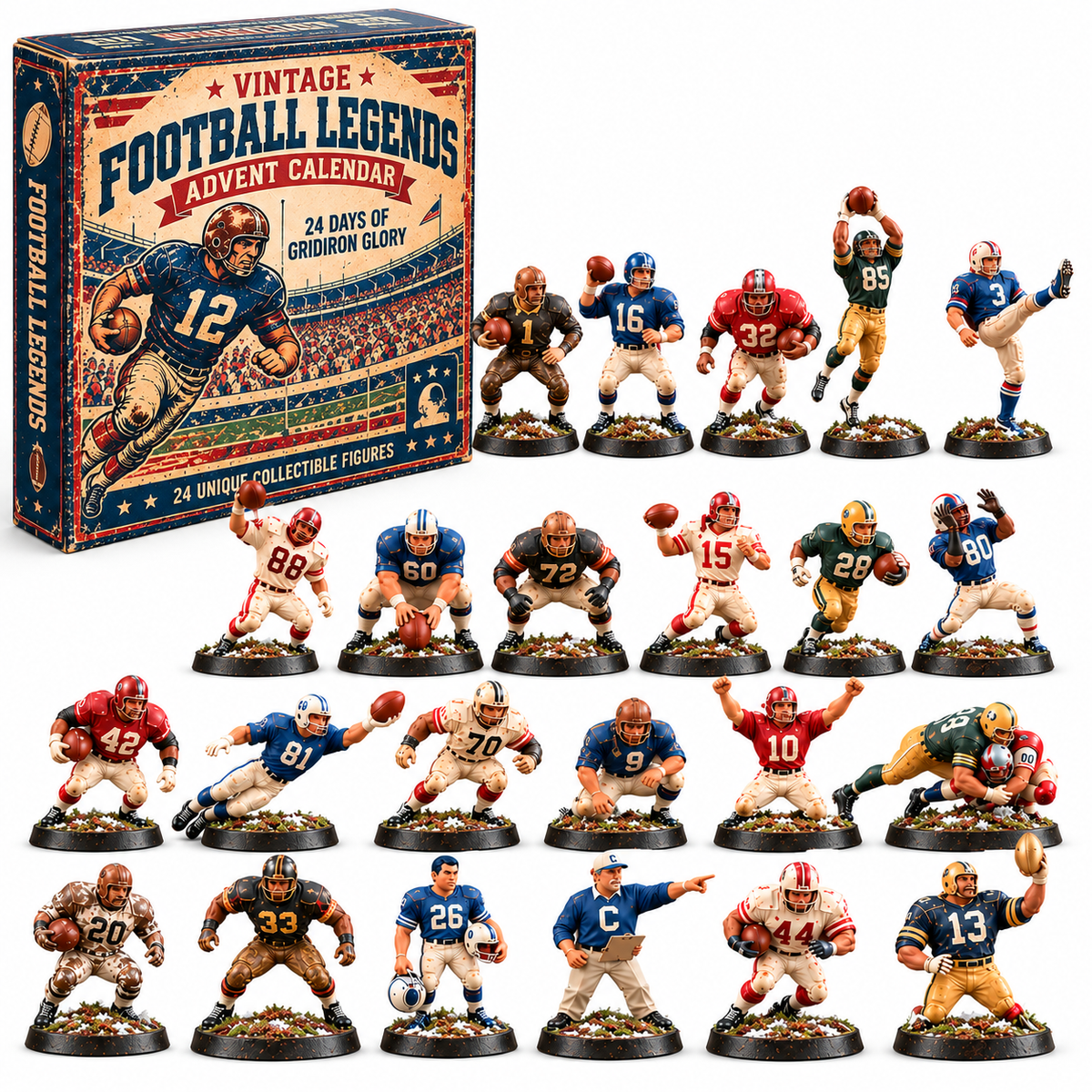 🏈 Vintage Football Legends Advent Calendar 2026 🎄 – 24 Collectible Football Players 🎁