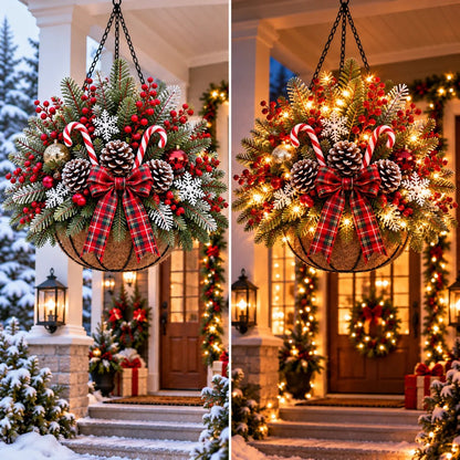 🎄 Last Day: 33% OFF – Pre-Lit Christmas Hanging Basket | Warm LED Lights & Weather-Resistant Holiday Decor ✨