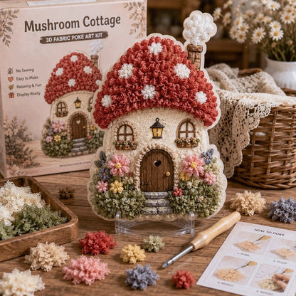 🏡🧵 3D Fabric Poke Art Cottage Kit – Create Your Own Cozy Cottage Decor ✨