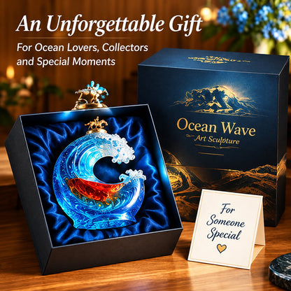 🌊 Ocean Wave Art Sculpture - Crystal Decanter Edition