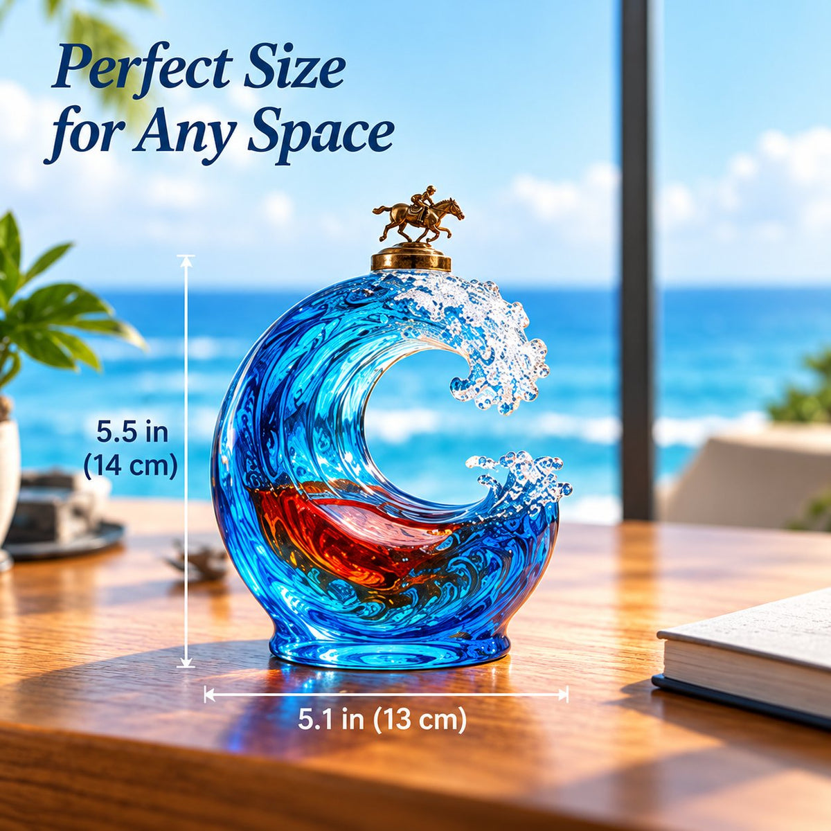 🌊 Ocean Wave Art Sculpture - Crystal Decanter Edition