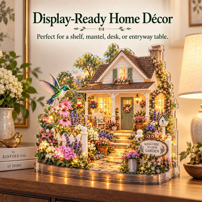 🌷DIY Layered Acrylic Garden Cottage Kit with LED Lights✨