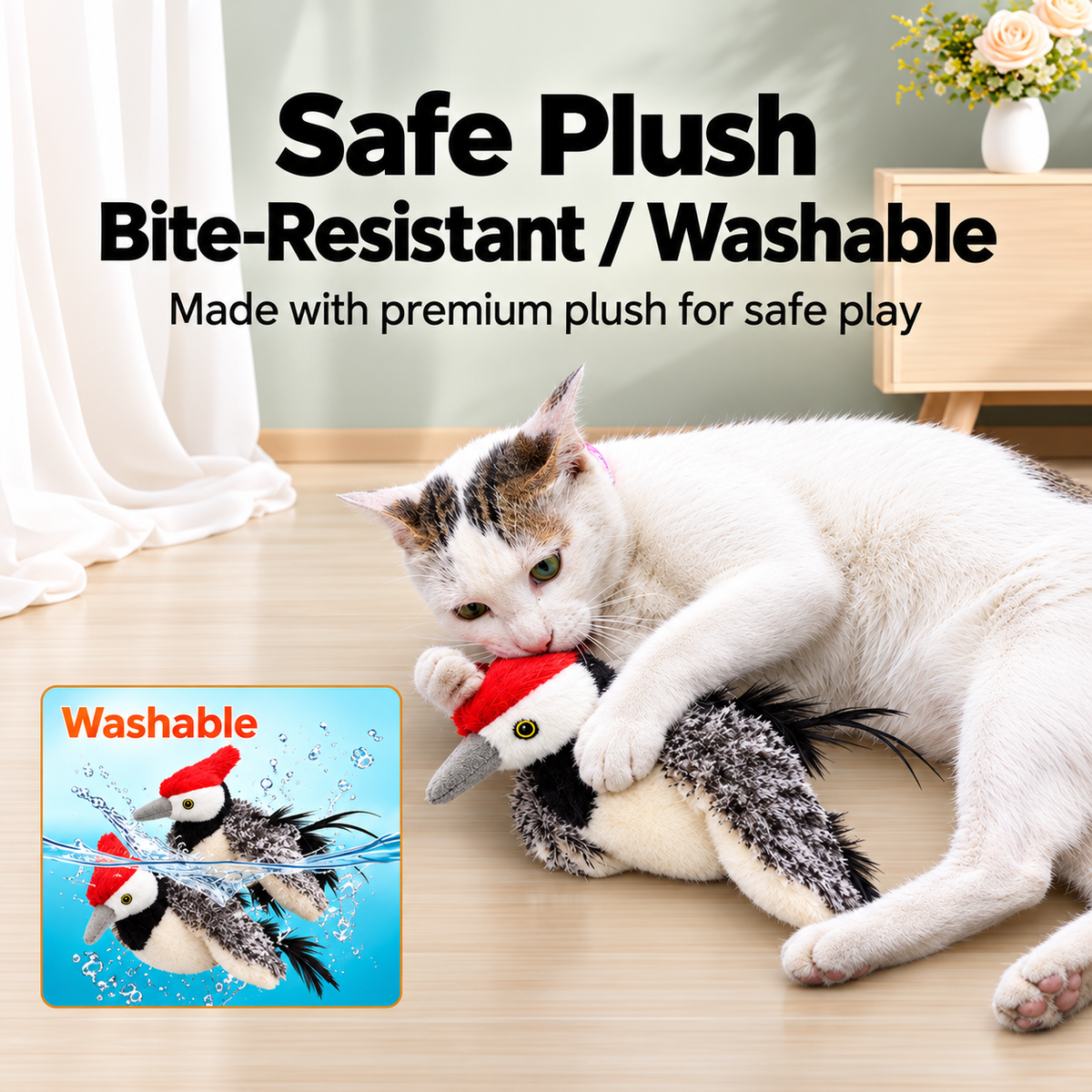 🐦Interactive Flapping Bird Cat Toy – Realistic Moving Bird for Indoor Cats❤️