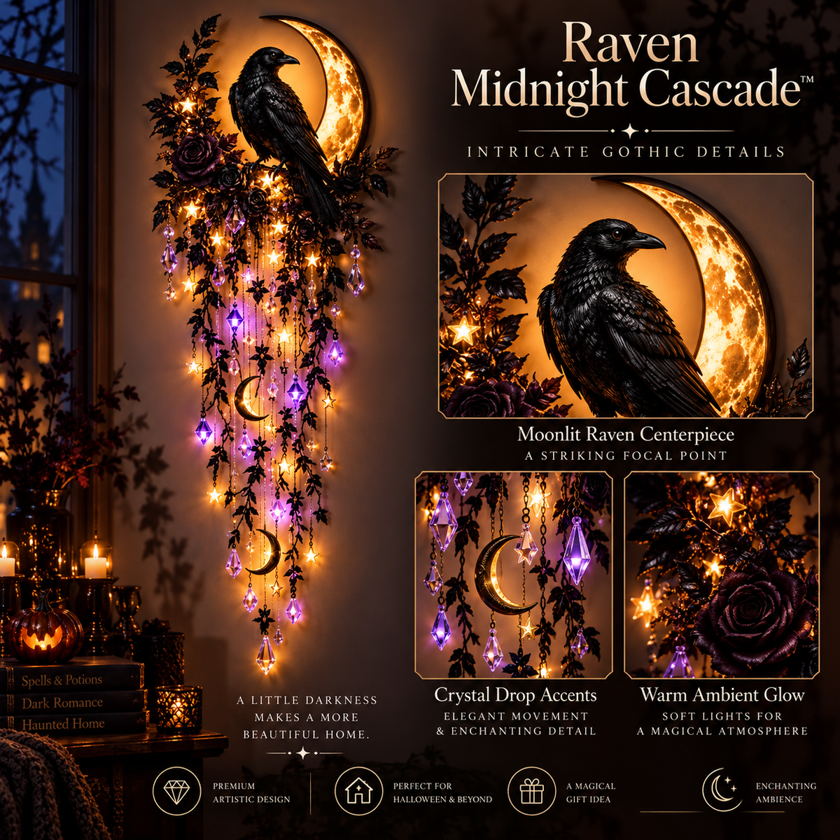 🎃✨ Elegant Halloween Cascade Wall Lights – Spooky Glowing Holiday Decor 👻
