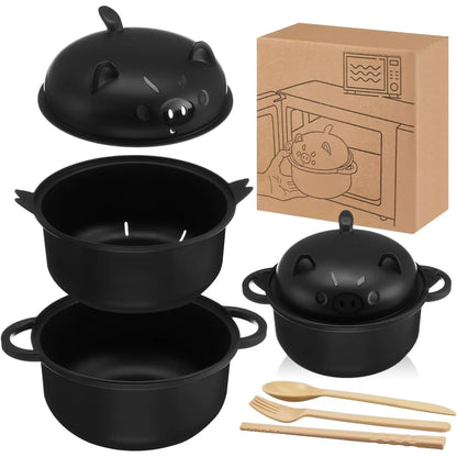 🔥 Complete Kitchenware & Tableware Set with Strainer Lid, Handle, Spoon, Fork & Chopsticks 🍴