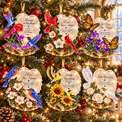🪽 2026 Angel Wings Heart Christmas Ornaments – Set of 6 Inspirational Holiday Keepsakes