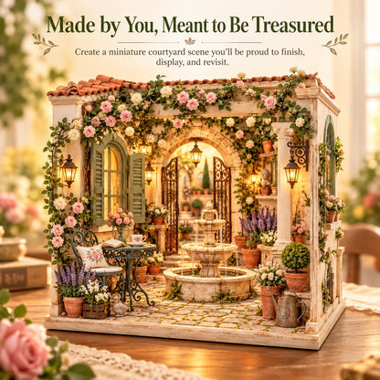 ✨ Build Your Own Secret European Garden 🌸 DIY Miniature Courtyard Kit with Warm Glow Lights