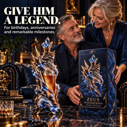 ⚡ Zeus Thundercrown Whiskey Decanter – Sculptural Bar Centerpiece