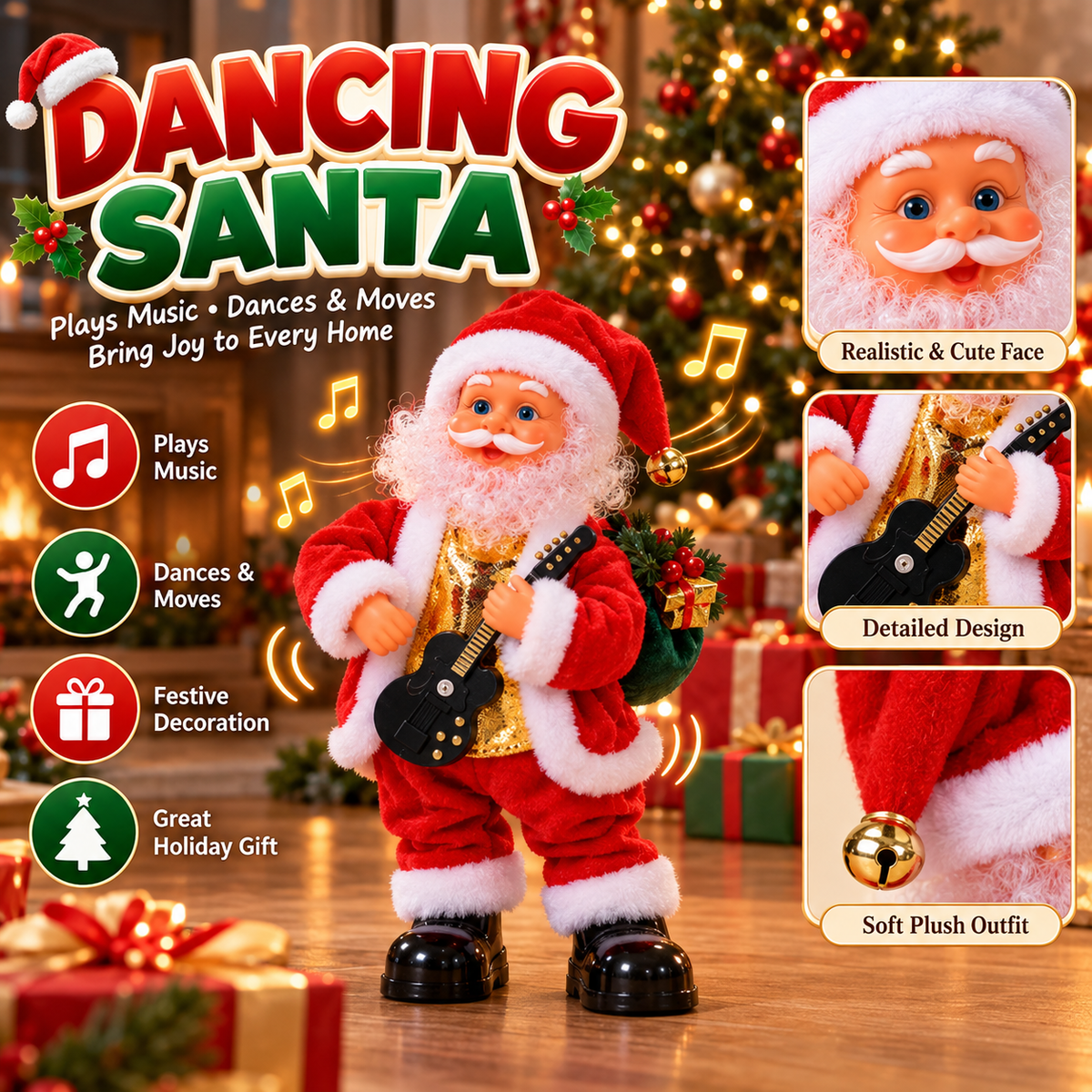 🎅🍑 Butt-Wiggling Dancing Santa – Musical Christmas Toy & Hilarious Holiday Decor