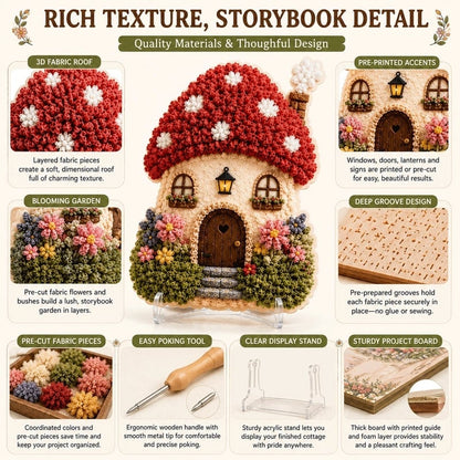 🏡🧵 3D Fabric Poke Art Cottage Kit – Create Your Own Cozy Cottage Decor ✨