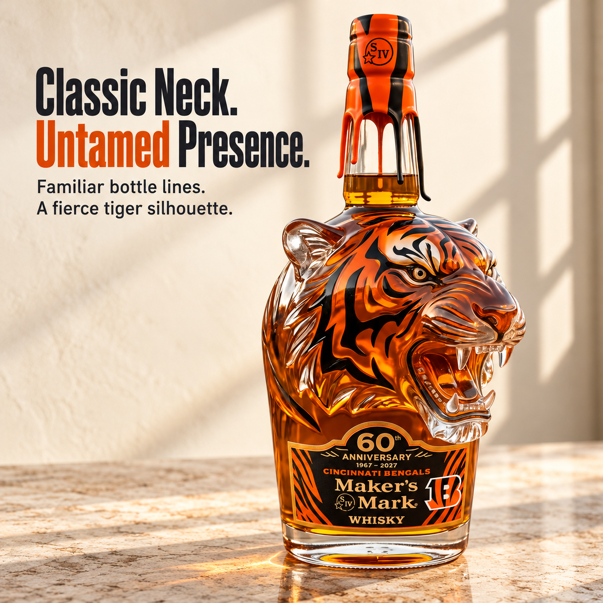 🐯The BENGALS×Maker's Mark 60TH ANNIVERSARY Special Edition Bourbon Bottle