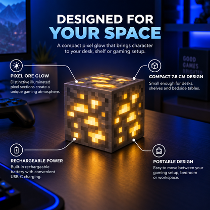 🎮✨ Minecraft Block Light – Pixel-Style LED Night Lamp for Gaming Rooms & Desks 🟩