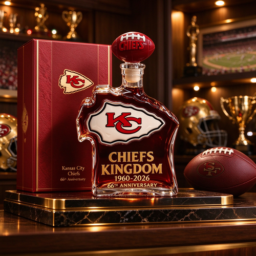 Chiefs Kingdom 66th Anniversary KC Helmet Whiskey Decanter