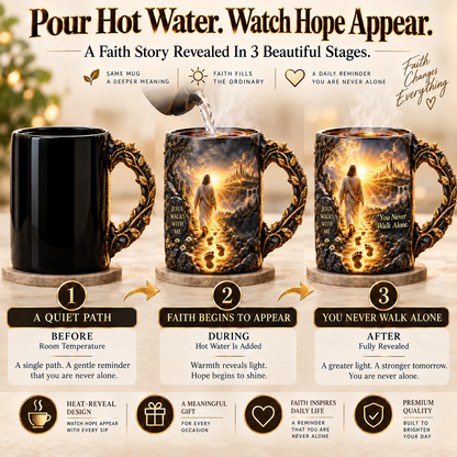 🔥Last Day 49% OFF🔥✝️ Jesus Walks With Me™ – Heat-Reveal Faith Mug | You Are Never Alone