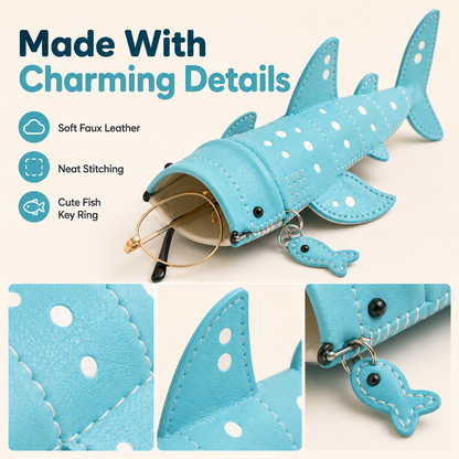 🦈✨ Cute Shark Wide-Mouth Glasses Case – Fun & Protective Eyewear Holder