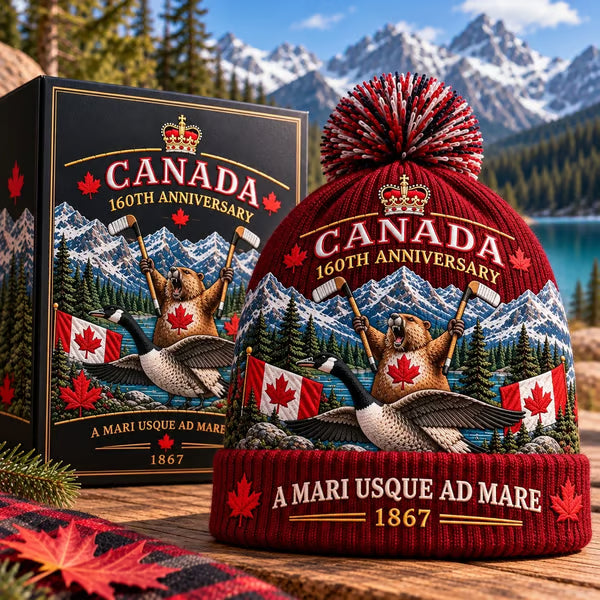 Red Canada anniversary beanie