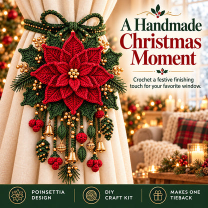 ⏳ Last Day 49% OFF – 🎄 Christmas Crochet Curtain Tieback DIY Kit | Beginner-Friendly Options, 8 Festive Designs 🧶