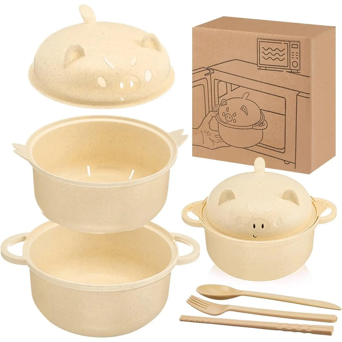 🔥 Complete Kitchenware & Tableware Set with Strainer Lid, Handle, Spoon, Fork & Chopsticks 🍴