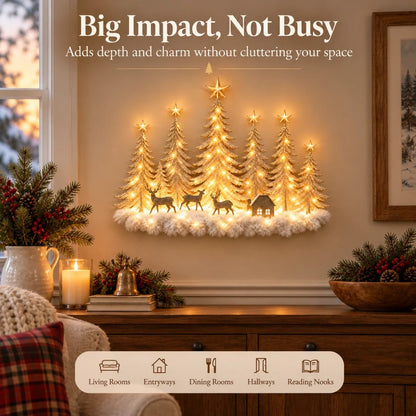 ✨ Step Into a Magical Winter Forest – Lighted Christmas Woodland Wall Decor 🎄