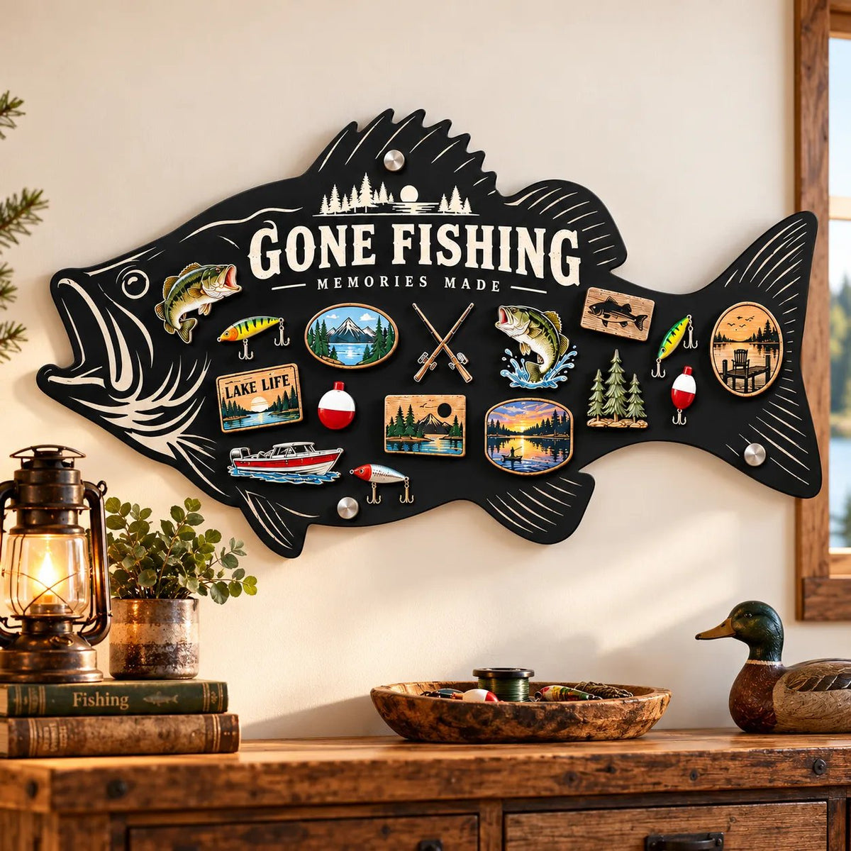 ⏳ Last Day 49% OFF – 🎣 Bass-Shaped Magnetic Fishing Memory Board | 3 Sizes for Lake Magnets, Fishing Trips & Keepsakes 🐟
