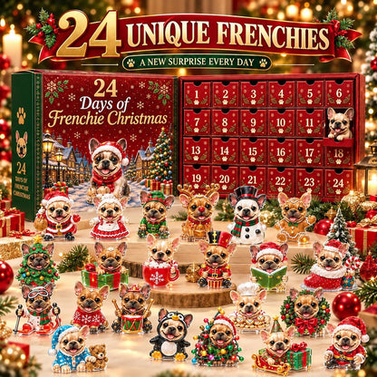 🐾 French Bulldog Christmas Countdown Calendar Acrylic 2D Flat Material Blind Box