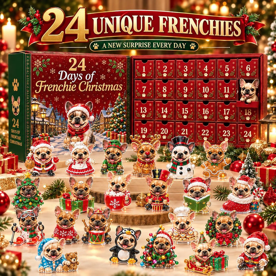🐾 French Bulldog Christmas Countdown Calendar Acrylic 2D Flat Material Blind Box